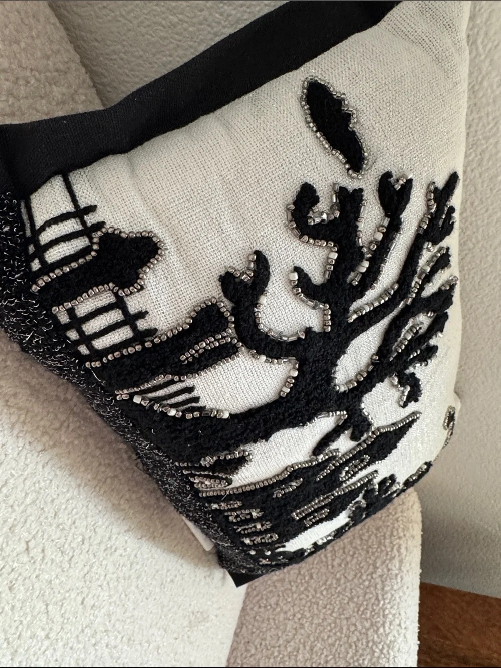 Black & White Haunted House Accent Pillow